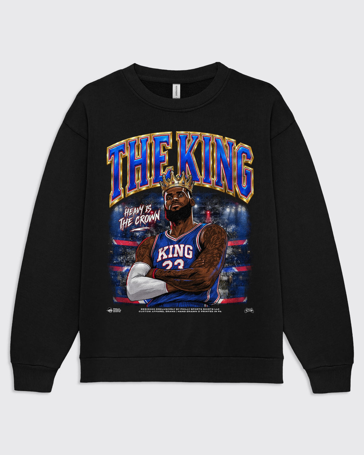 The King LeBron James crewneck sweatshirt by Philly Sports Shirts