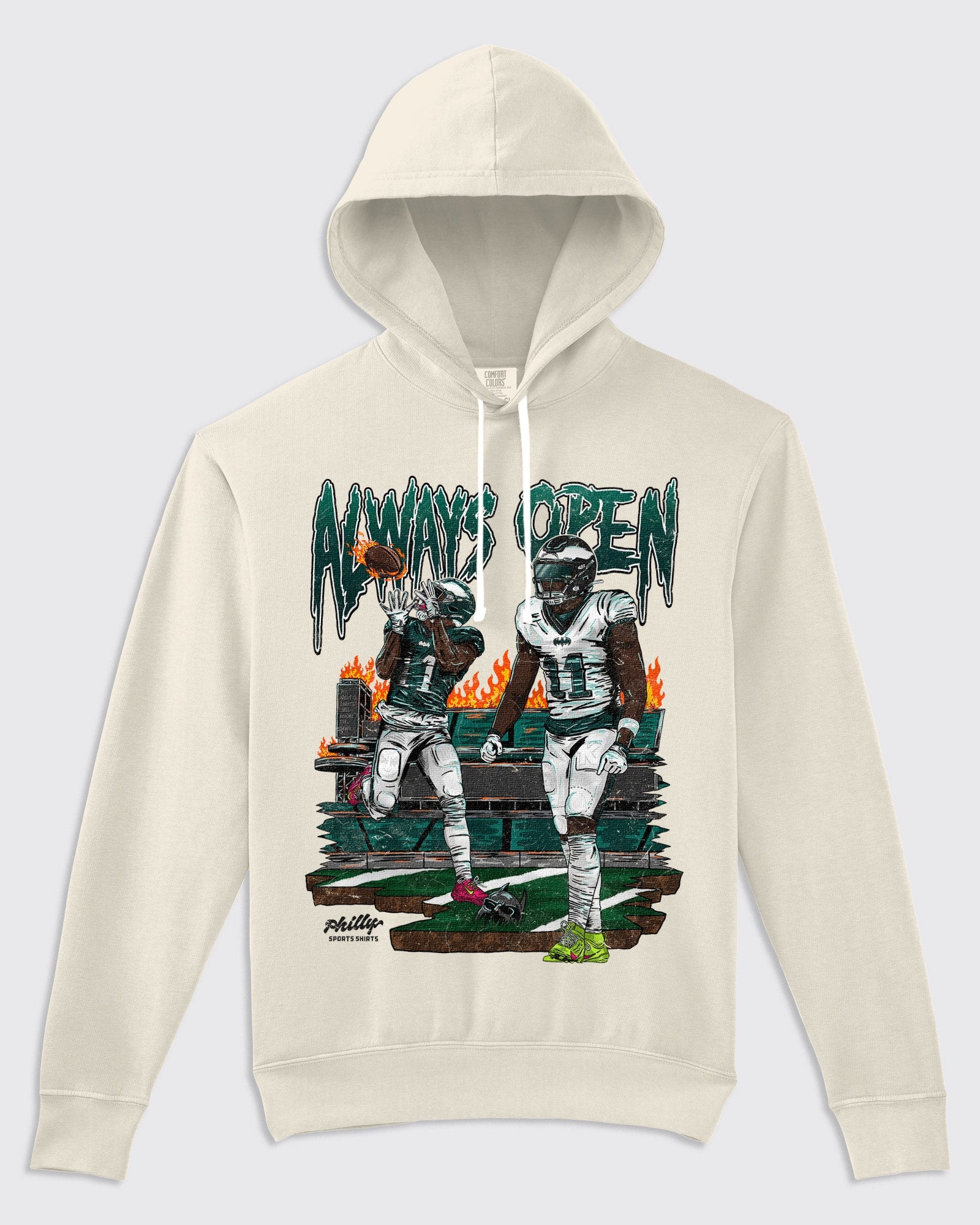Always Open Eagles AJ Brown Lightweight Hoodie in Ivory