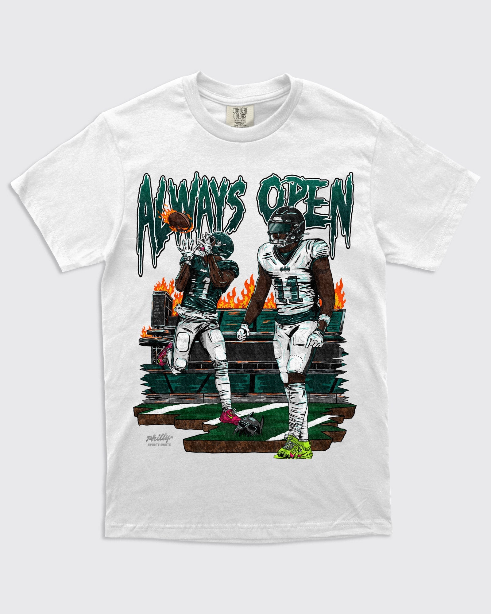 AJ Brown Always Open V2 White Shirt by Philly Sports Shirts