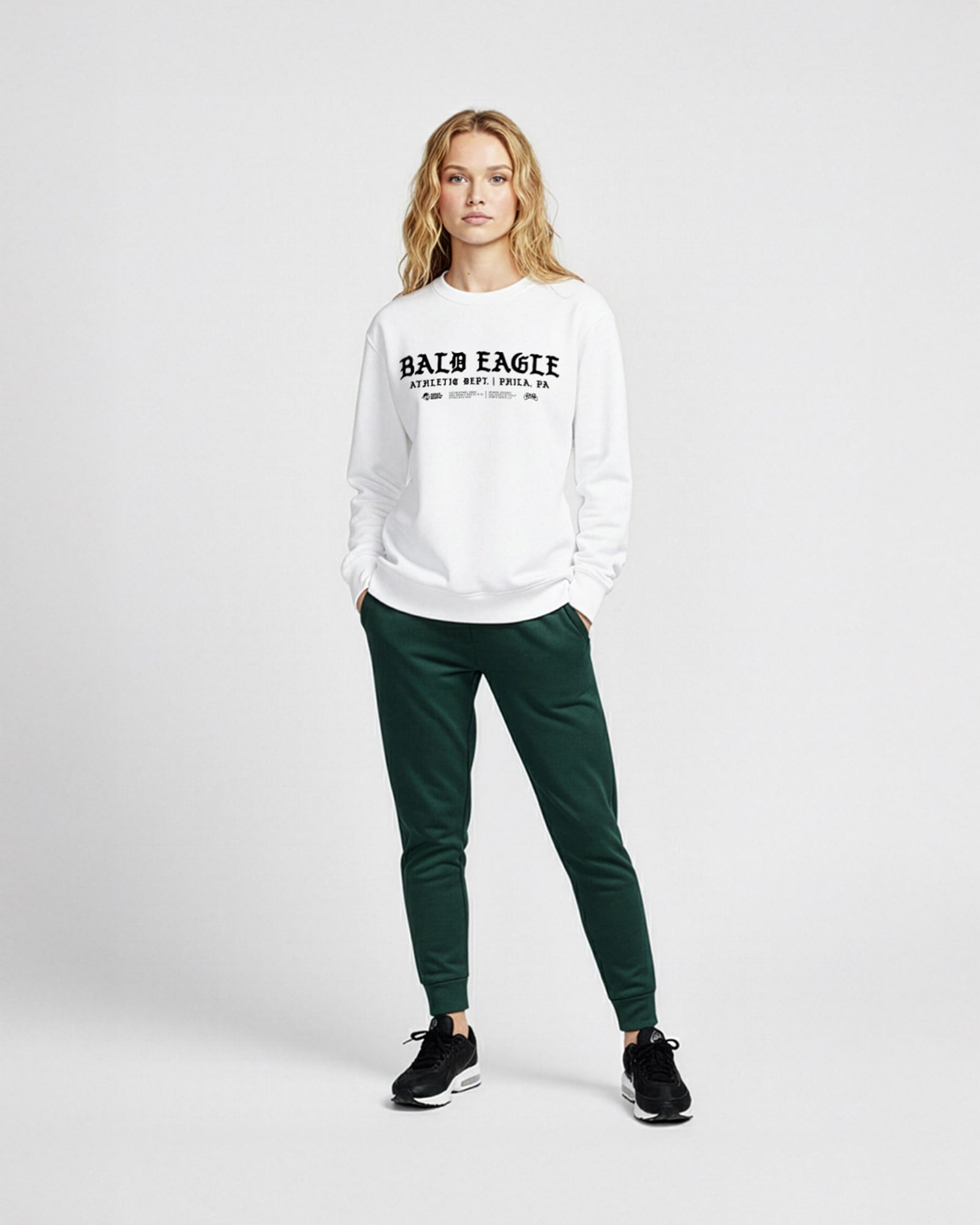 Zack Baun Bald Eagle Athletic Dept. Crewneck in White