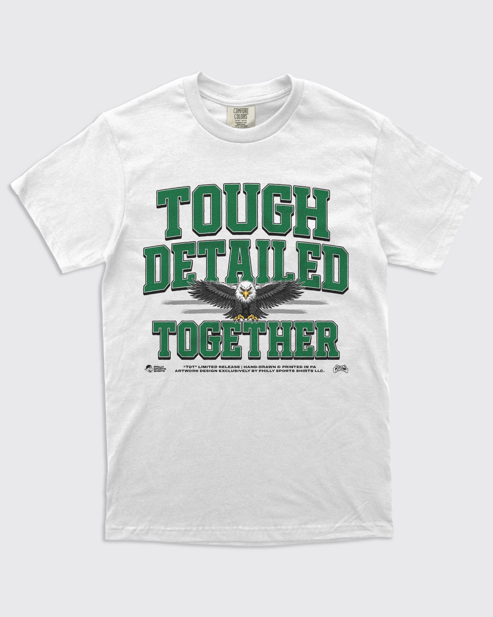 Tough Detailed Together Eagles Short Sleeve Shirt in White