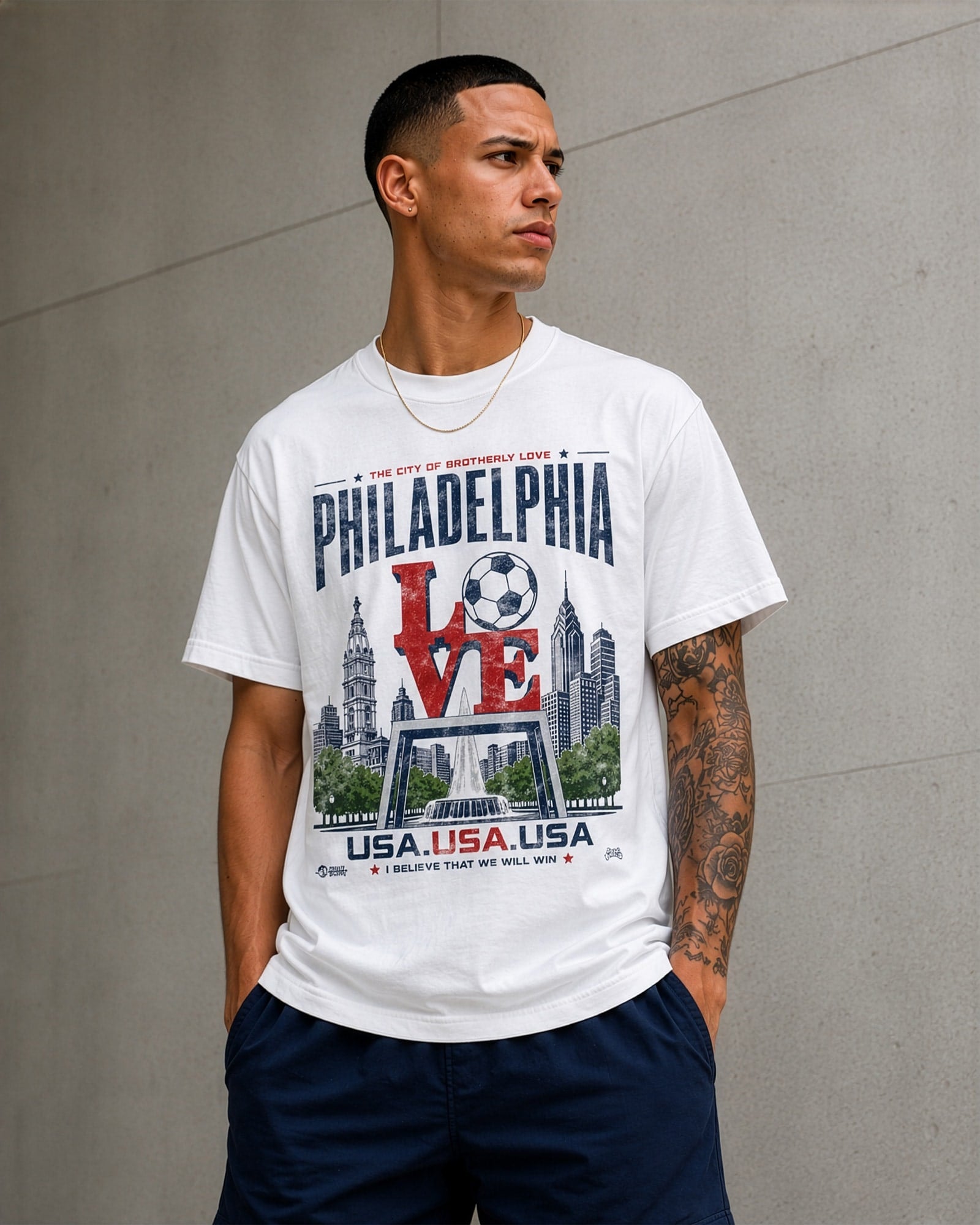 Love Park Soccer Club Shirt Modeled 2