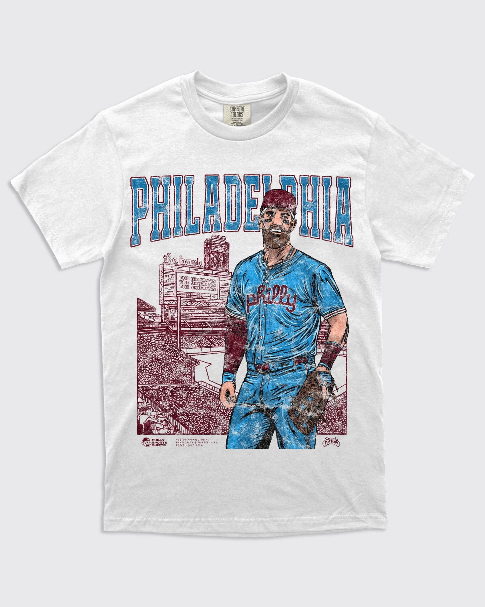 Vintage Bryce Harper Day At The Bank Phillies Shirt in White