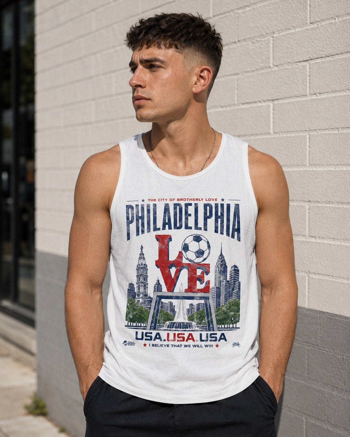 Love Park Soccer Club Tank Modeled