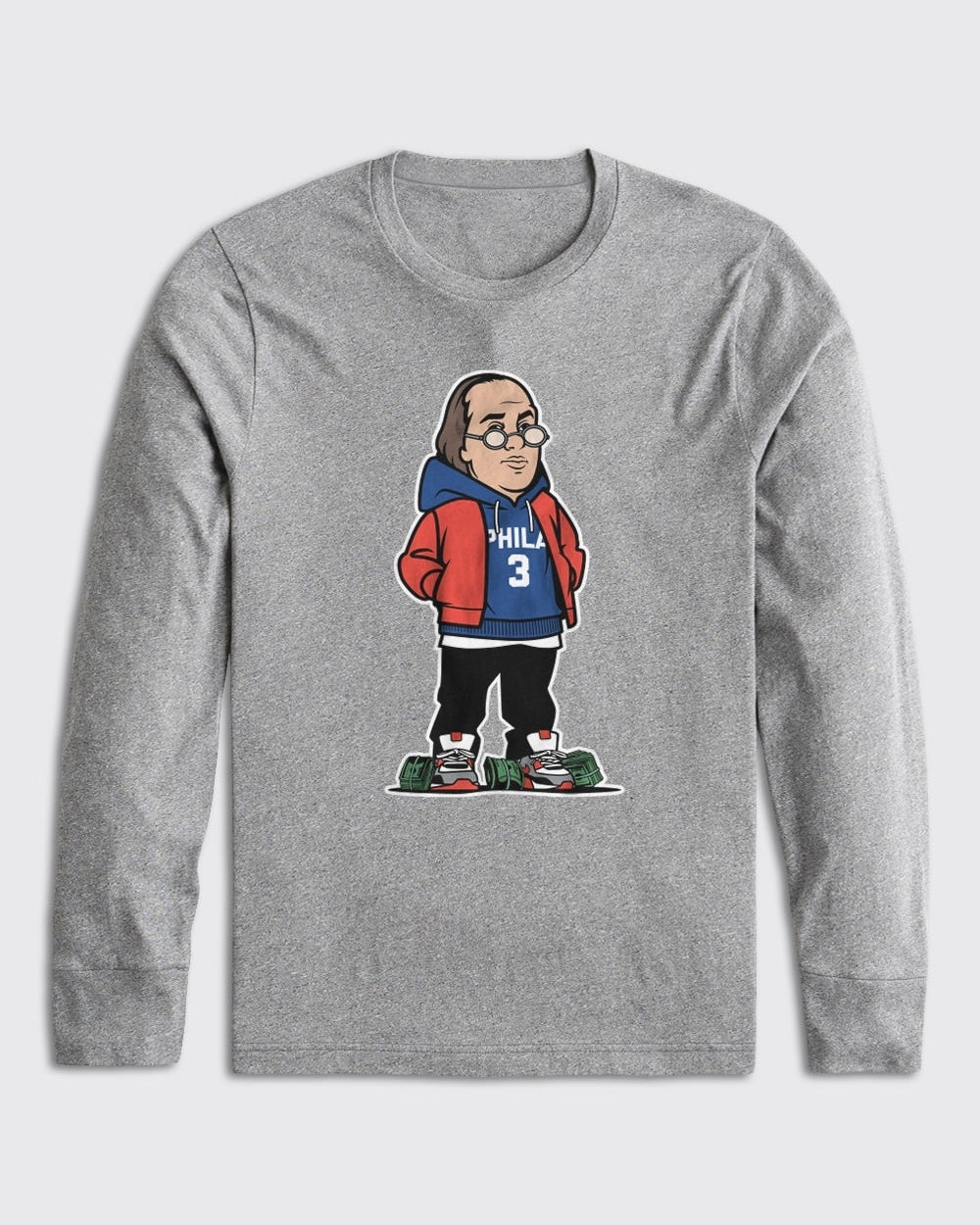 Ben Franklin Sixers Long Sleeve - 76ers, Long Sleeve - Philly Sports Shirts