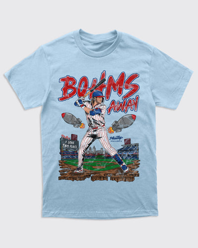 Bohms Away - Alec Bohm Phillies Shirt - Baby Blue