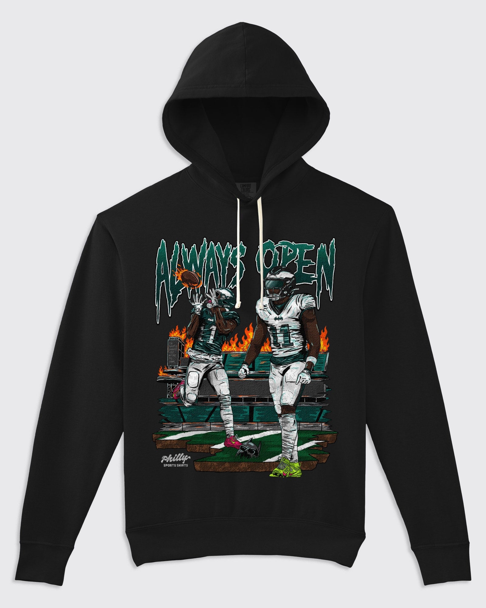 Always Open Eagles AJ Brown Lightweight Hoodie in Black