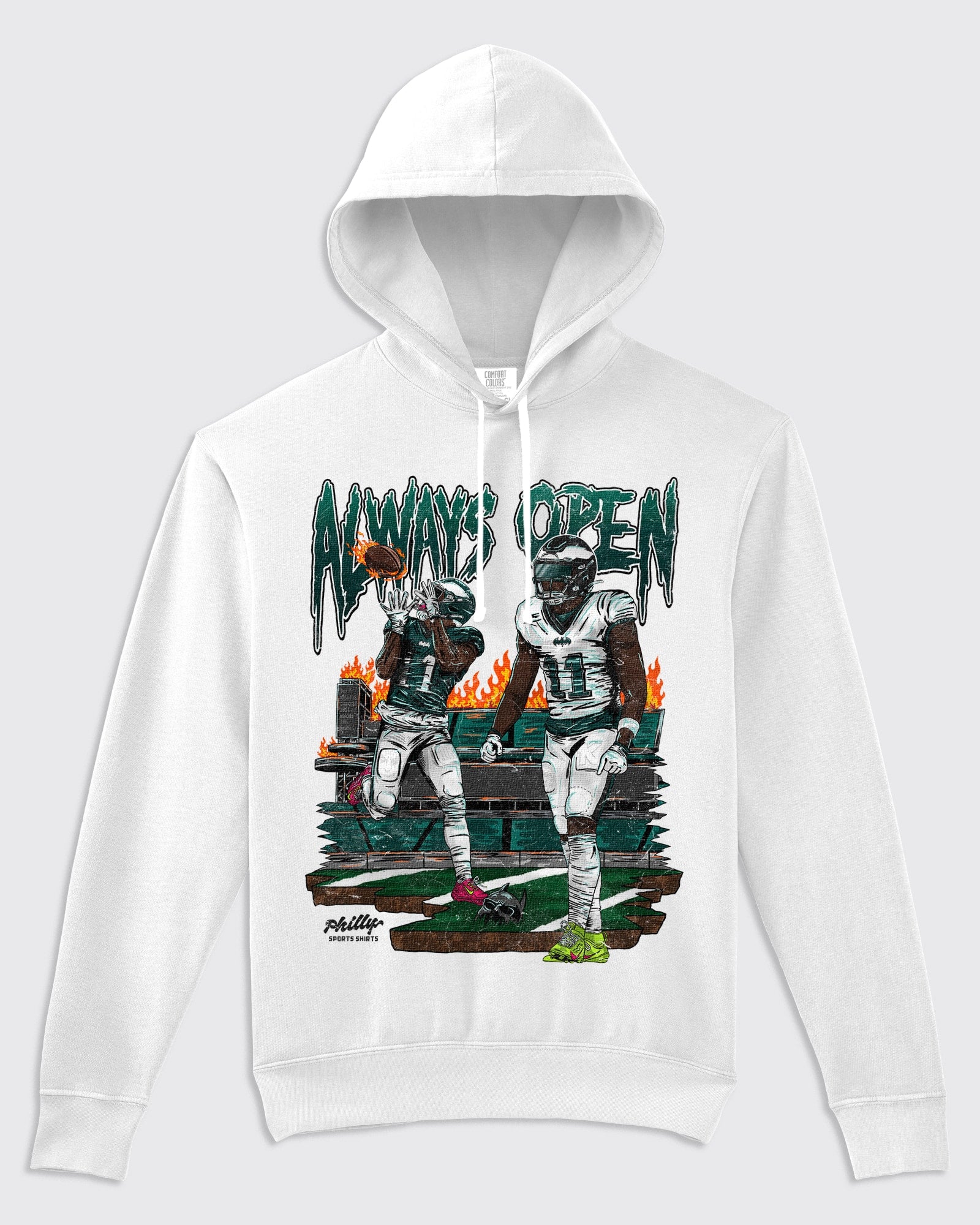 Always Open Eagles AJ Brown  Lightweight Hoodie in White