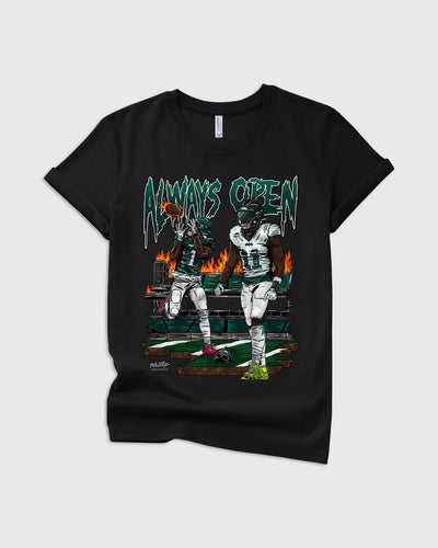 AJ Brown Always Open Kids black shirt by Philly Sports Shirts