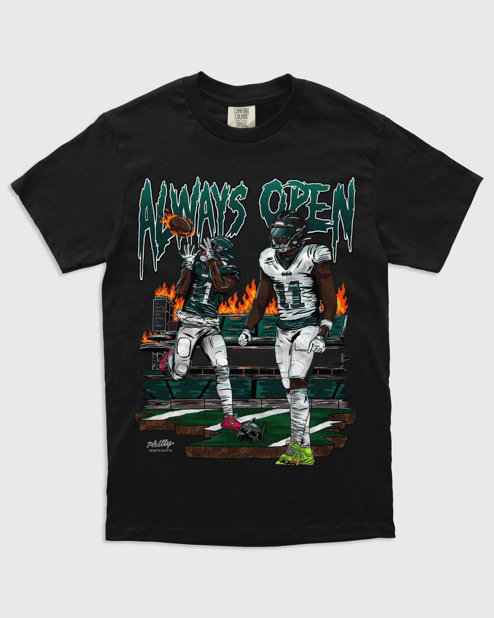 AJ Brown Always Open V2 Black Shirt by Philly Sports Shirts