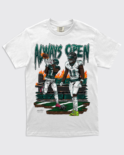 AJ Brown Always Open V2 White Shirt by Philly Sports Shirts
