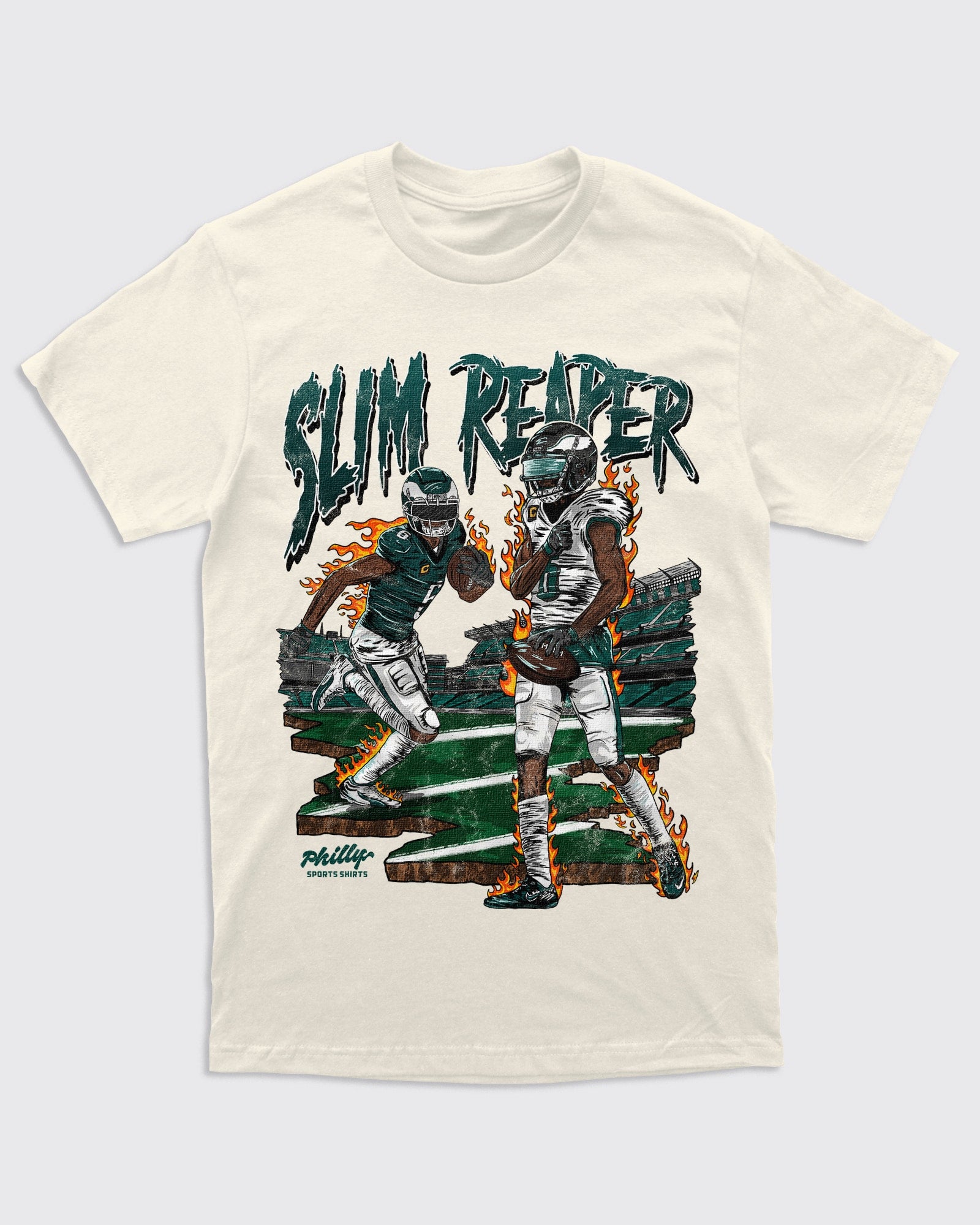 Eagles DeVonta Smith Slim Reaper Shirt in Ivory