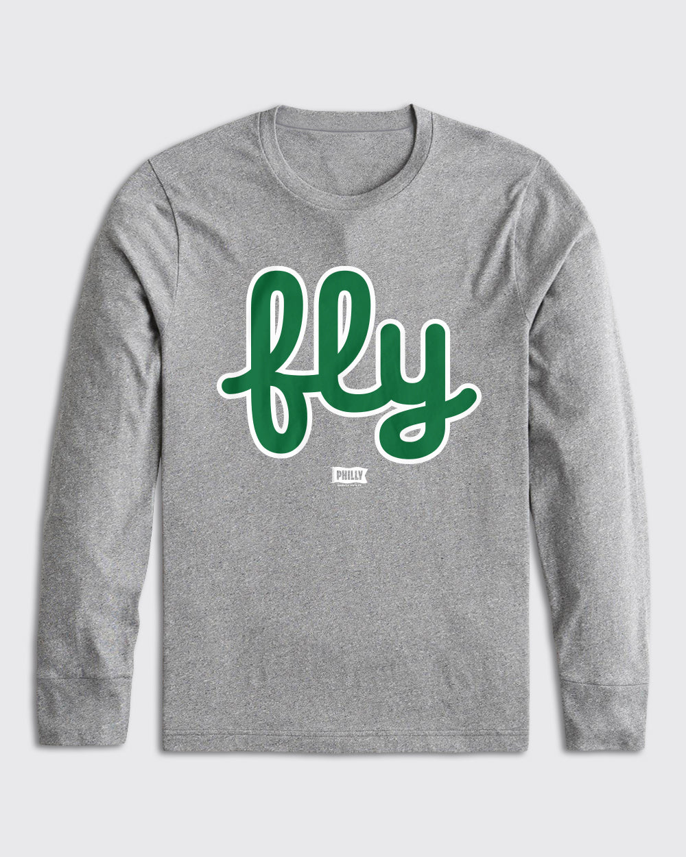 Philadelphia Eagles-Eagles Fly Long Sleeve-Athletic Heather-Philly Sports Shirts