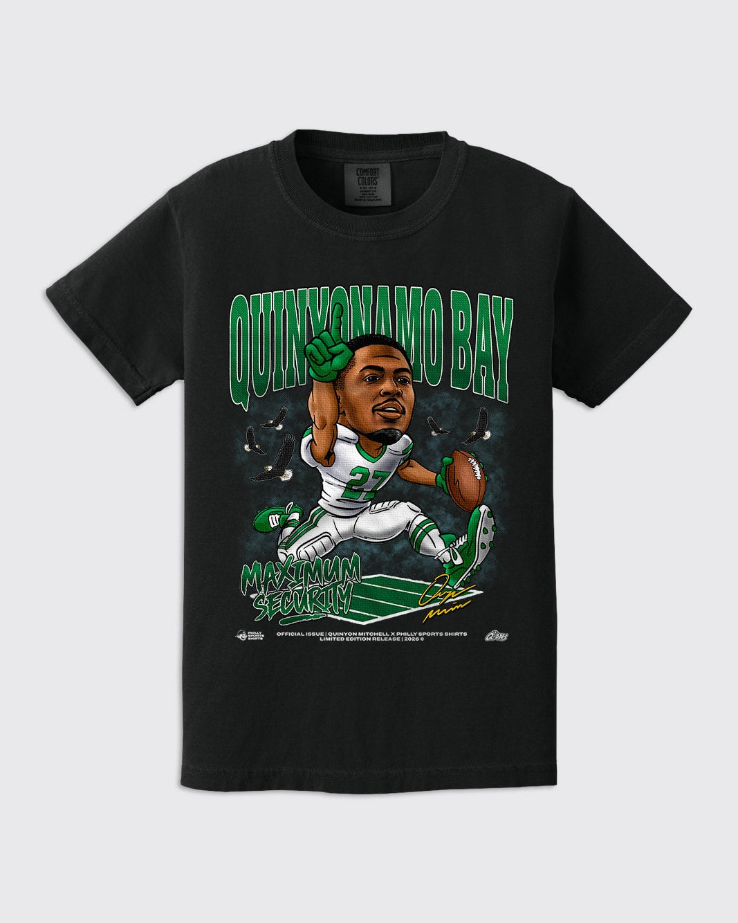Kids Quinyonamo Bay Maximum Security Eagles Shirt in Black