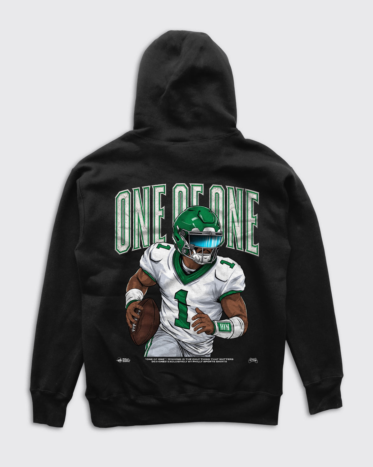 Back view of the One Of One Jalen Hurts Hoodie