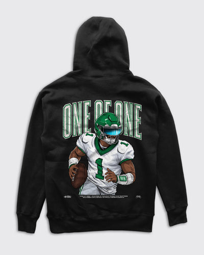 Back view of the One Of One Jalen Hurts Hoodie