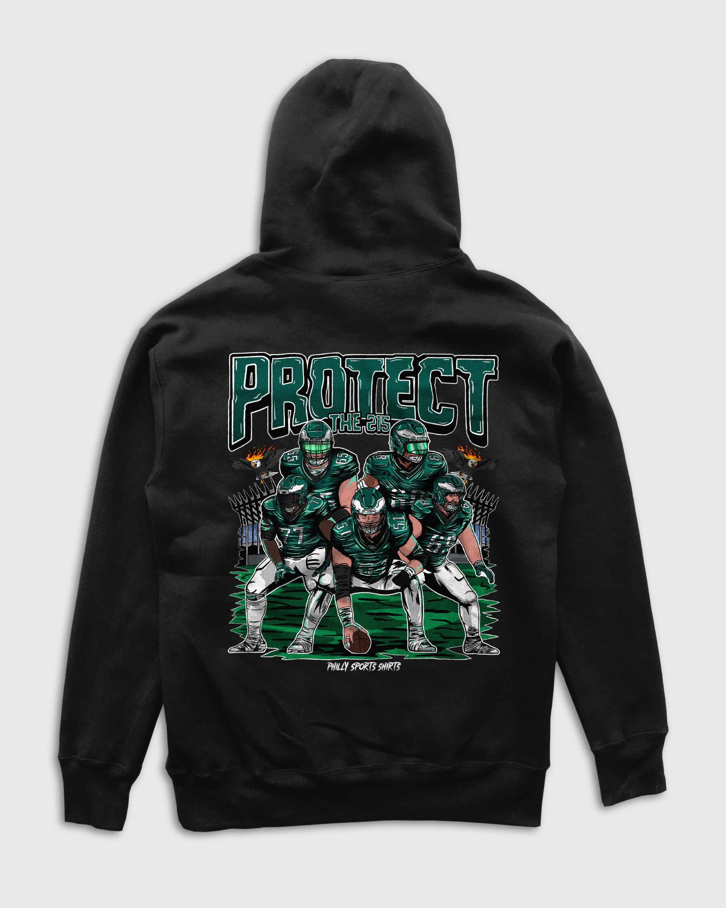 Protect The 215 Hoodie Back of Hoodie Black