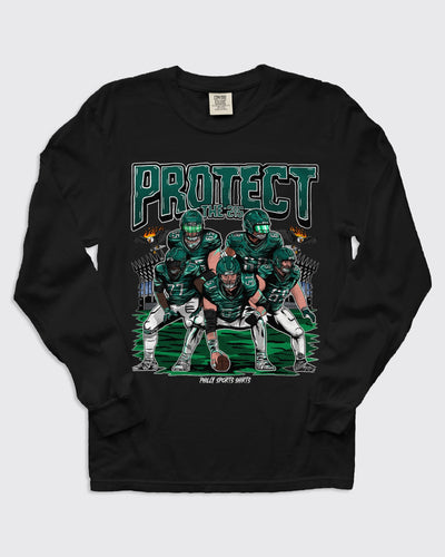 Protect the 215 Eagles Linemen Long Sleeve Black