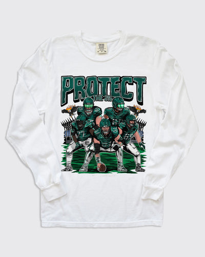 Protect the 215 Eagles Linemen Long Sleeve White