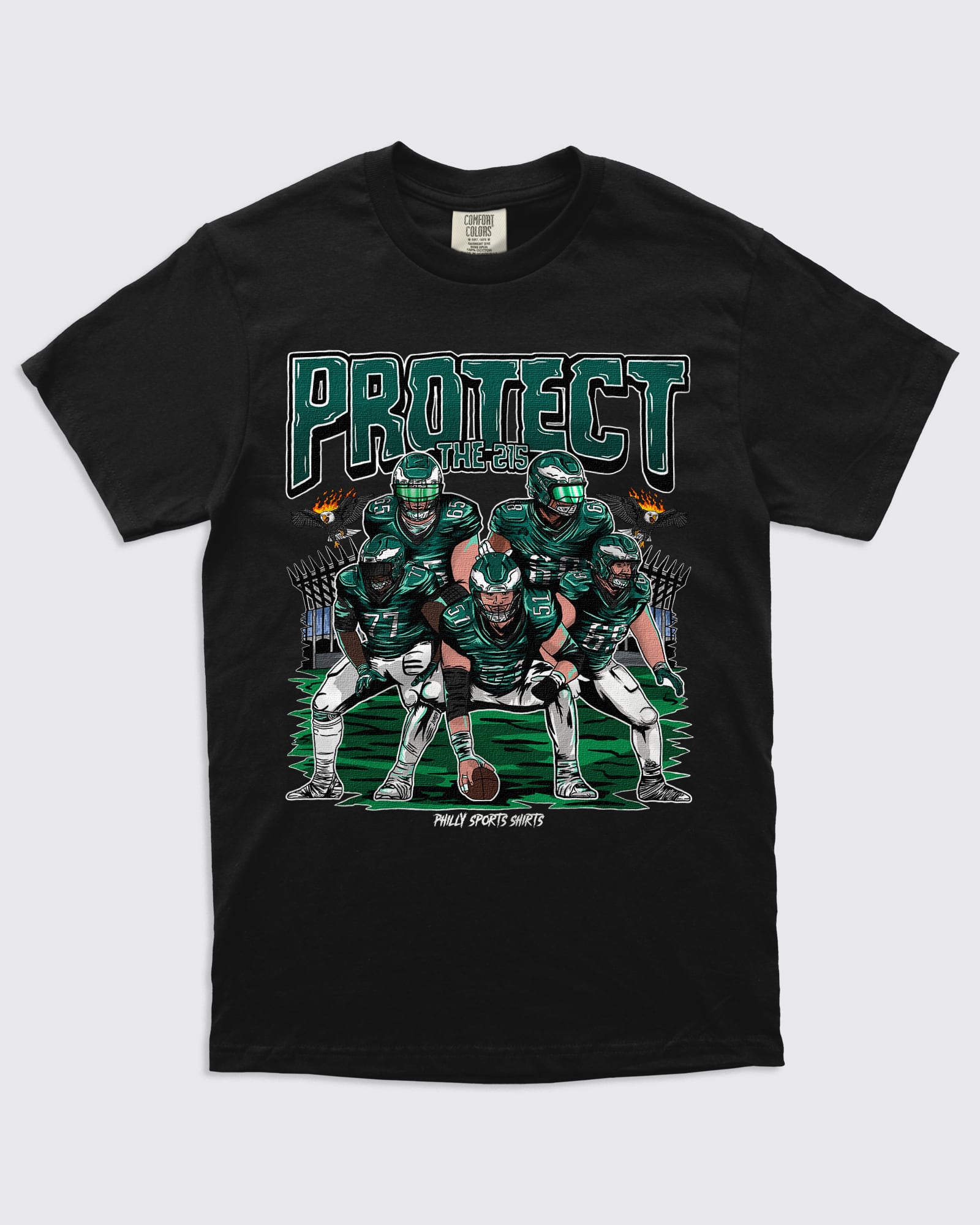 Protect the 215 Eagles Linemen Shirt Black