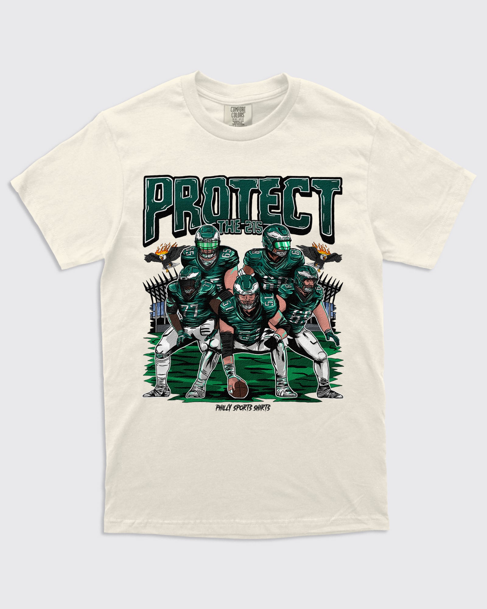 Protect the 215 Eagles Linemen Shirt Ivory