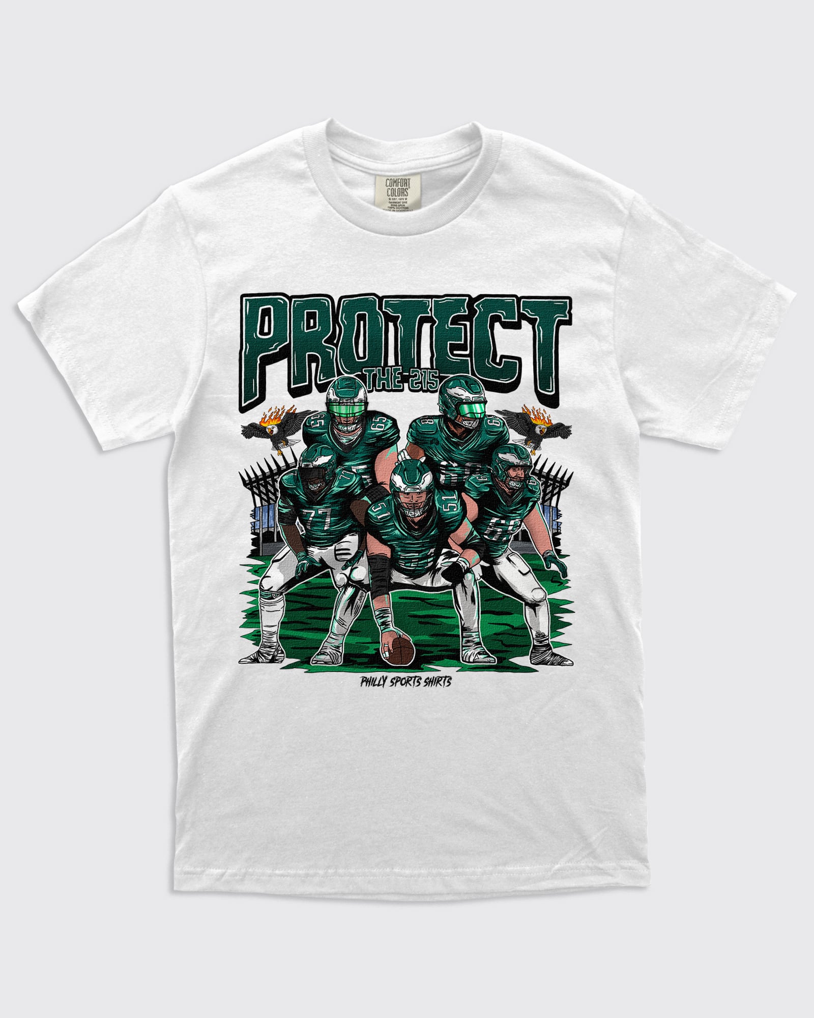 Protect the 215 Eagles Linemen Shirt White