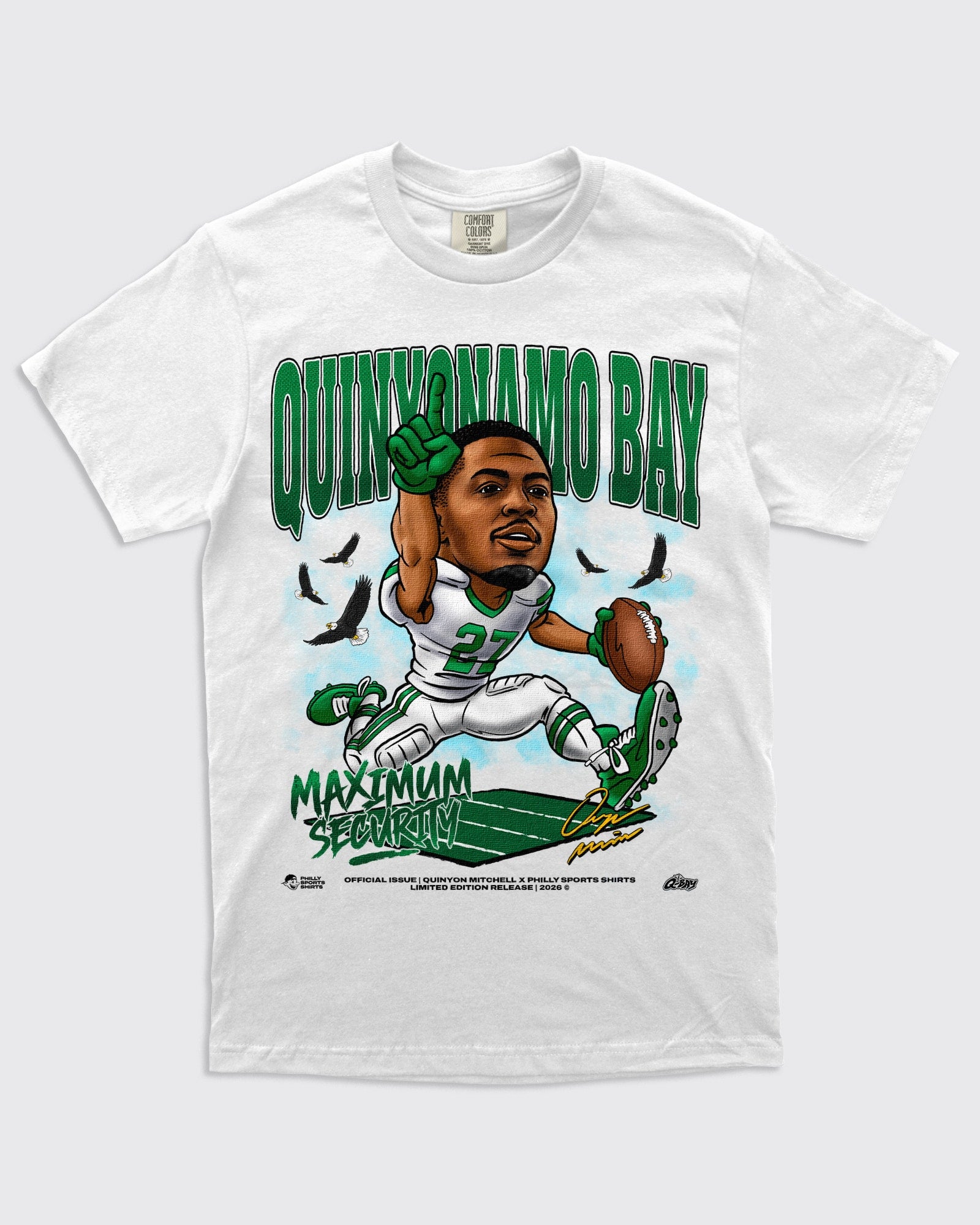 Quinyonamo Bay Maximum Security Eagles Quinyon Mitchell Shirt in White
