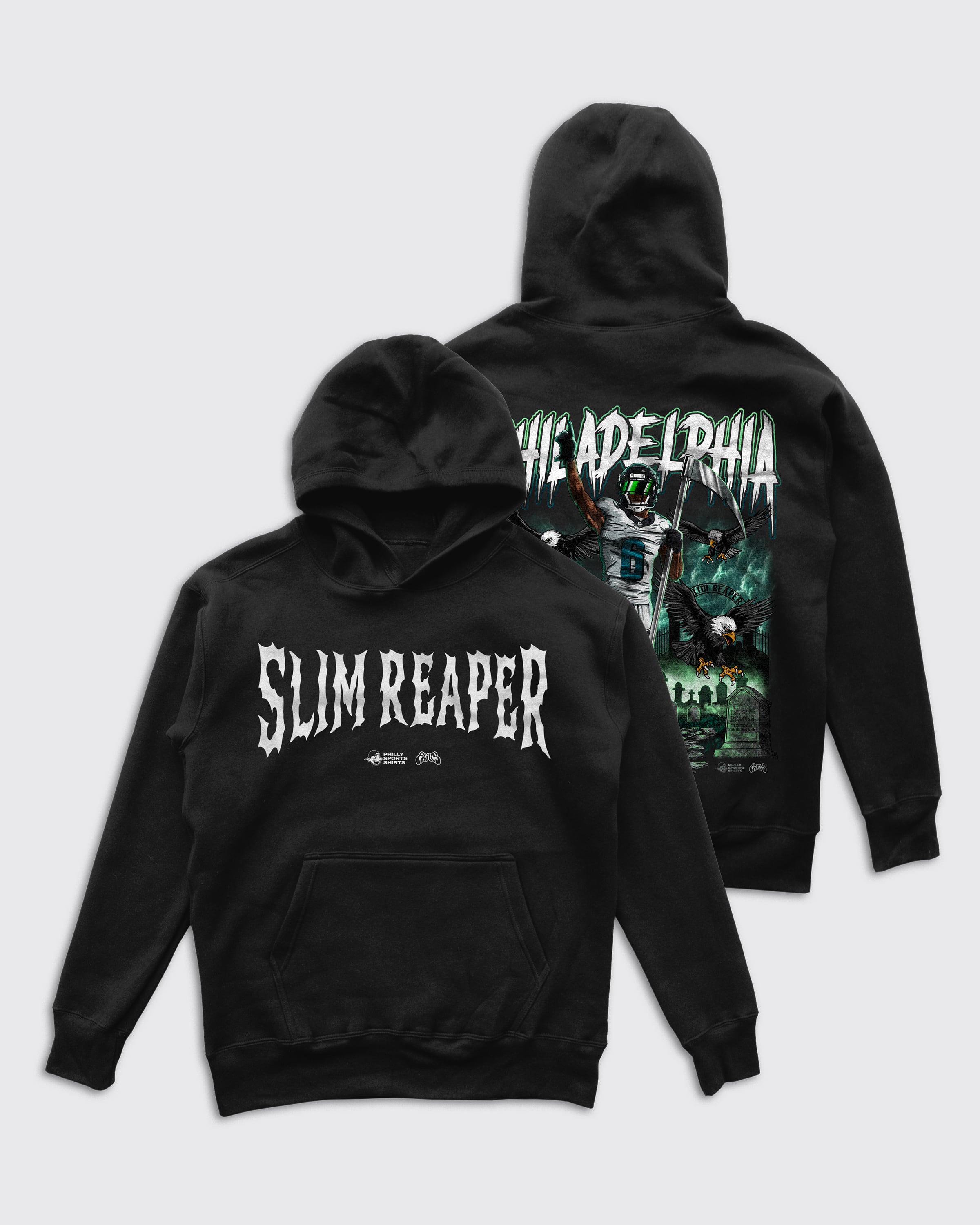 Devonta Smith Slim Reaper Hoodie Front and Back Design