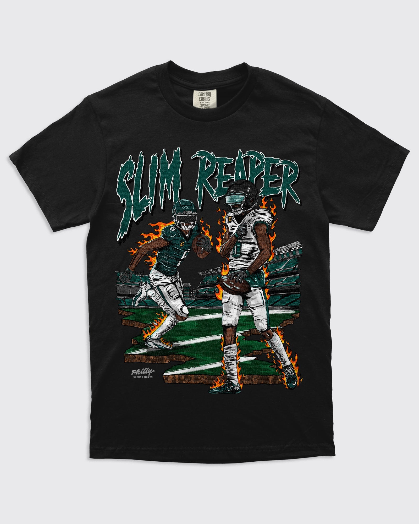 Devonta Smith The Slim Reaper Eagles Shirt on Black by Philly Sports Shirts