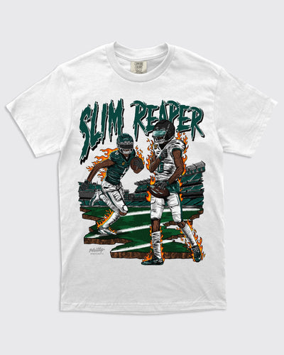 Devonta Smith The Slim Reaper Eagles Shirt on White by Philly Sports Shirts