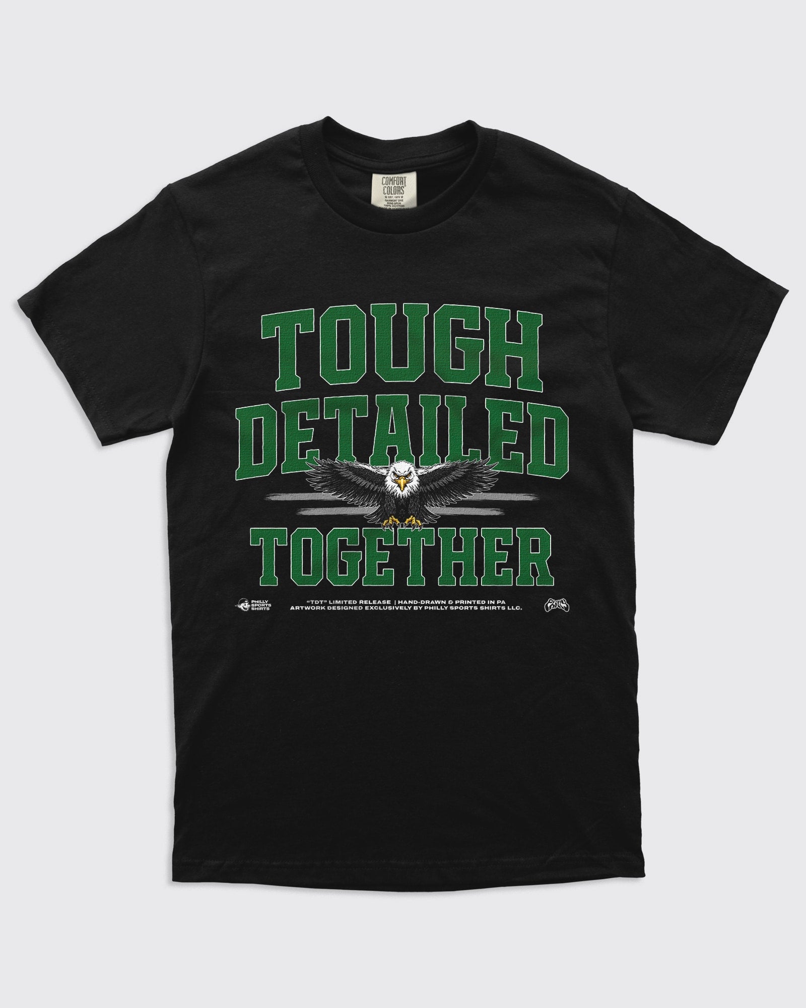 Tough Detailed Together Eagles Short Sleeve Shirt in Black
