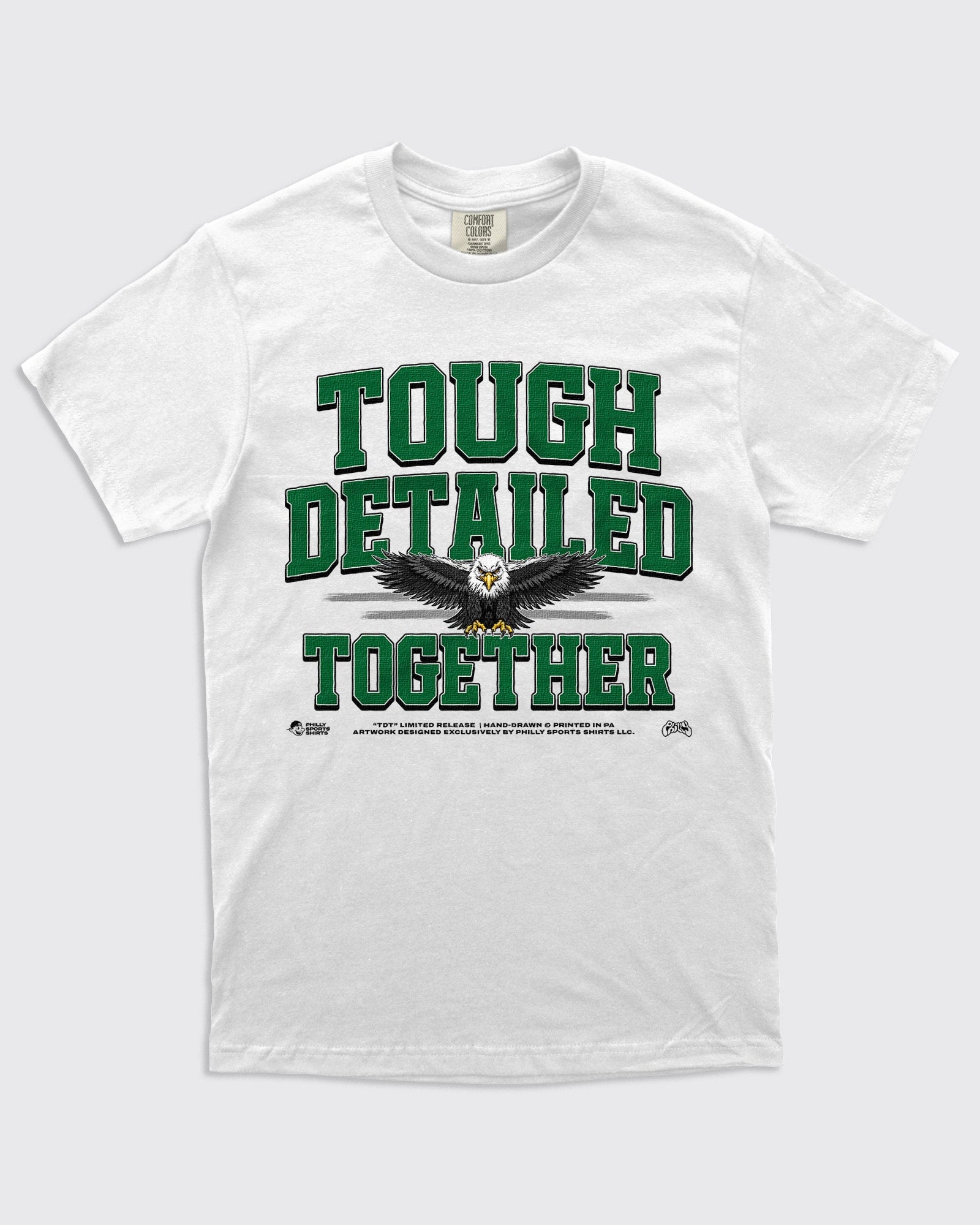 Tough Detailed Together Eagles Short Sleeve Shirt in White