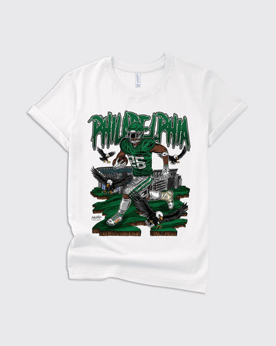 Kids Run It Up Saquon Barkley Shirt in white by Philly Sports Shirts