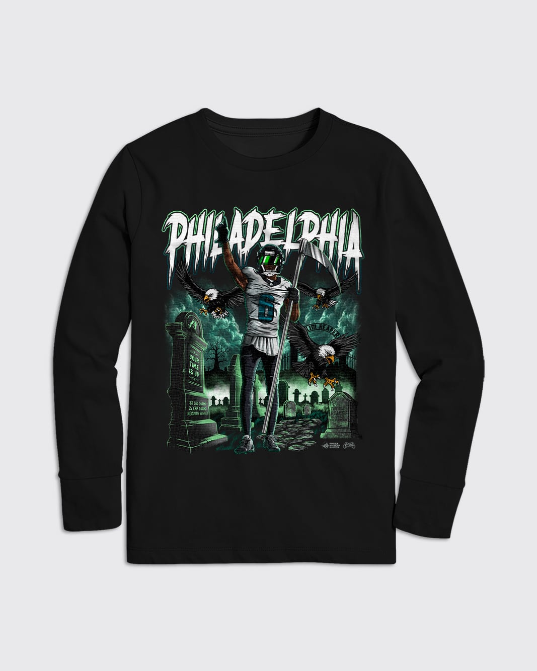Kids Devonta Smith Slim Reaper Graveyard Long Sleeve Shirt