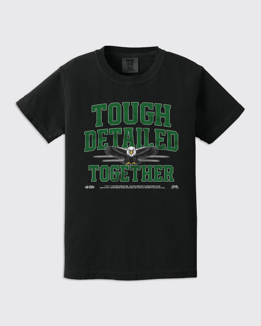 Tough Detailed Together Eagles T-Shirt in Black