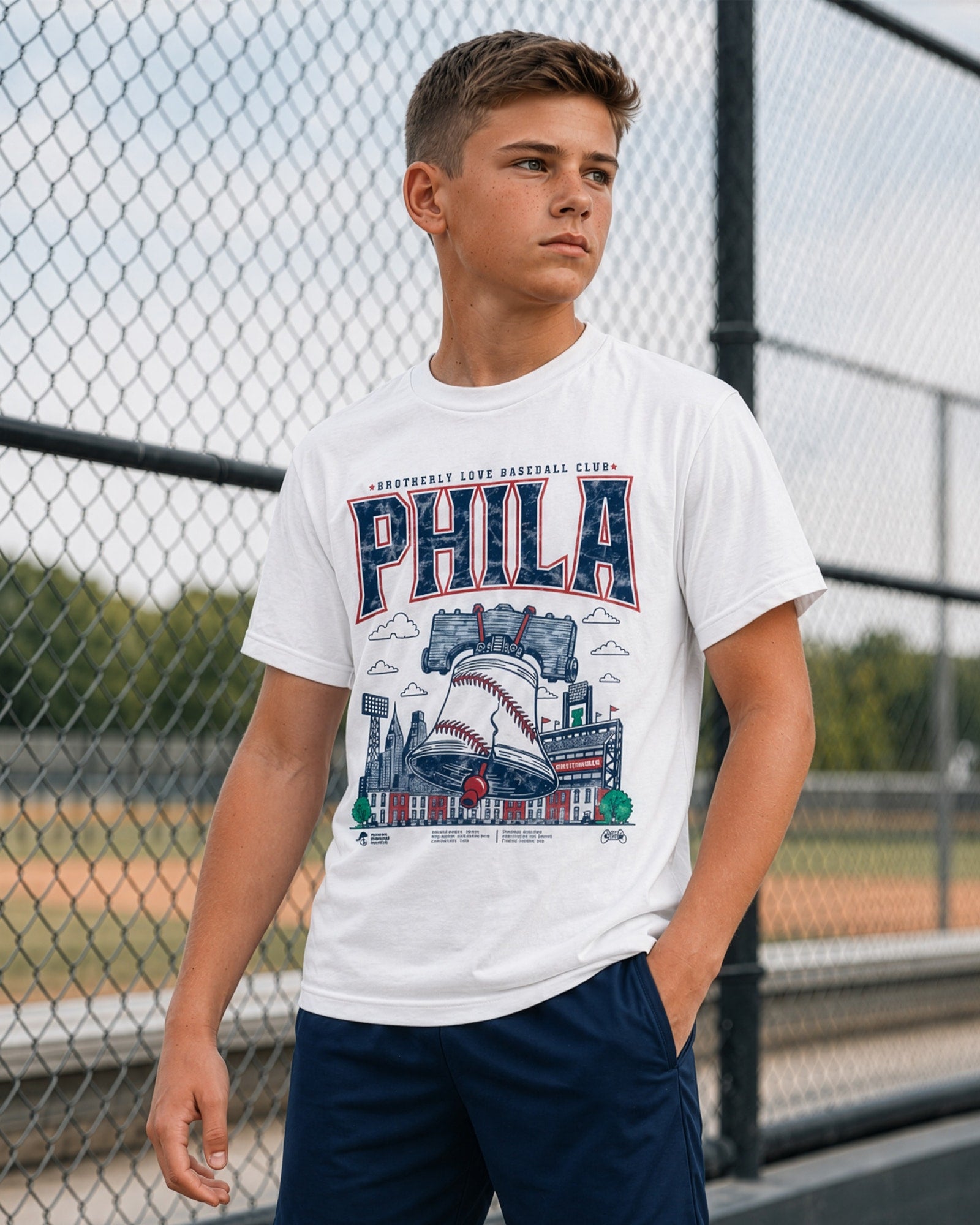 Kids Vintage Ballpark Tee Modeled