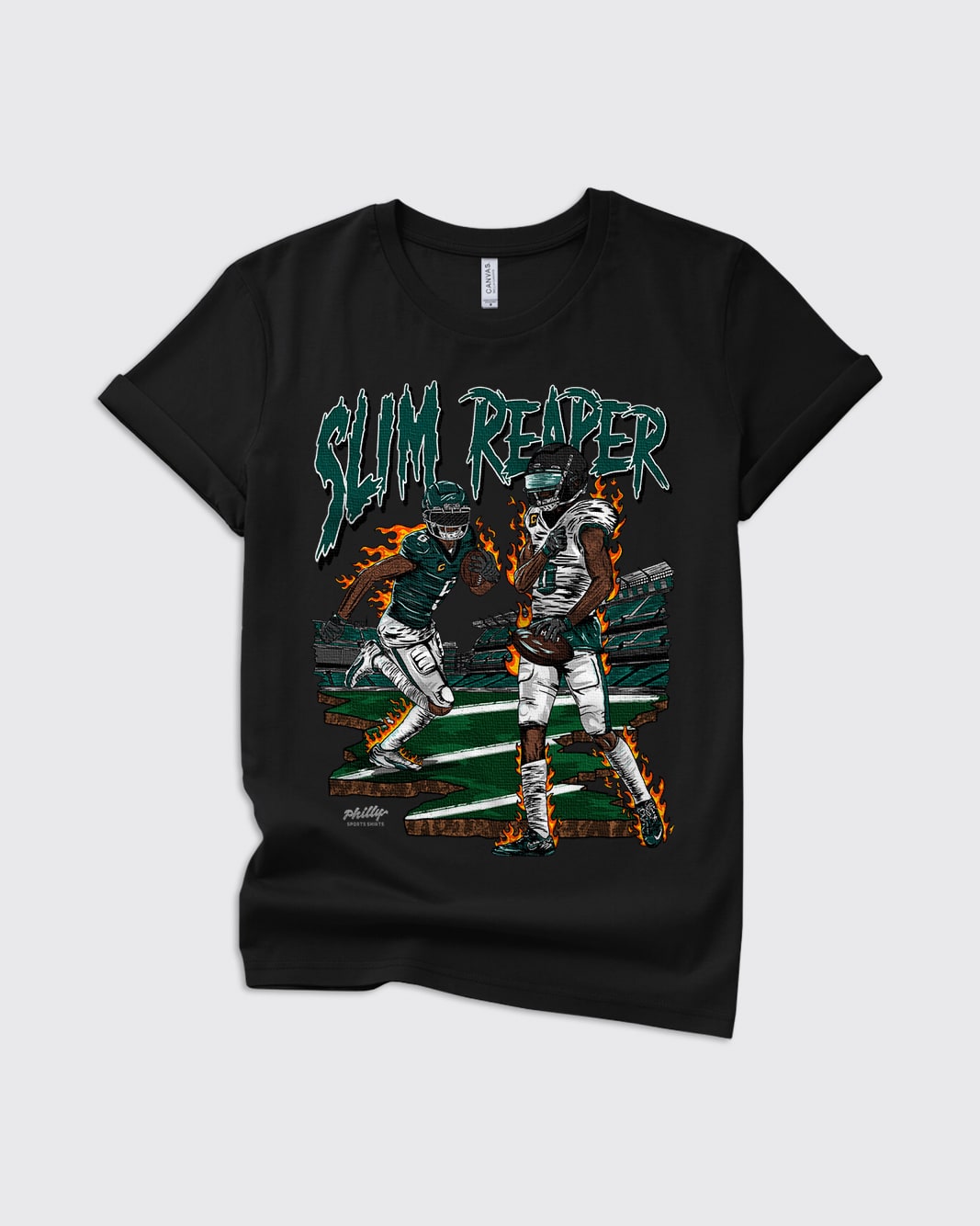 Kids Eagles Slim Reaper DeVonta Smith Shirt in Black by Philly Sports Shirts