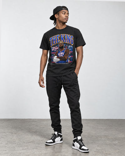 Model wearing lebron james the king shirt by Philly Sports Shirts