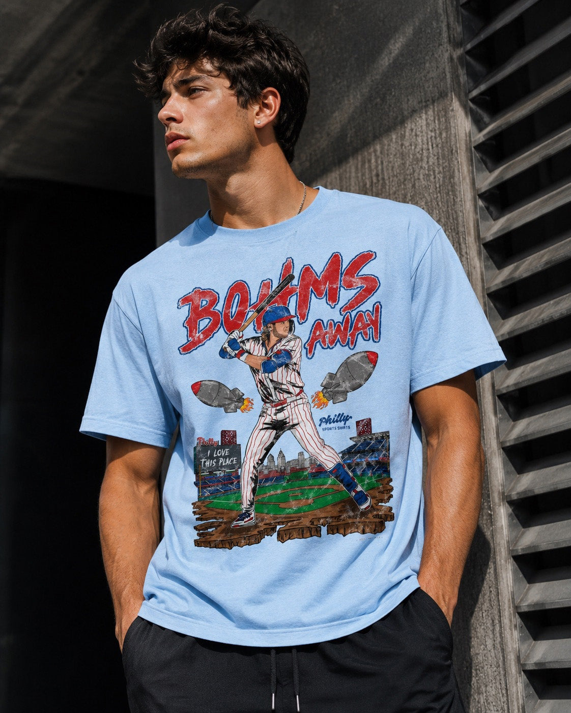 Alex Bohm Phillies Vintage Baby Blue Shirt