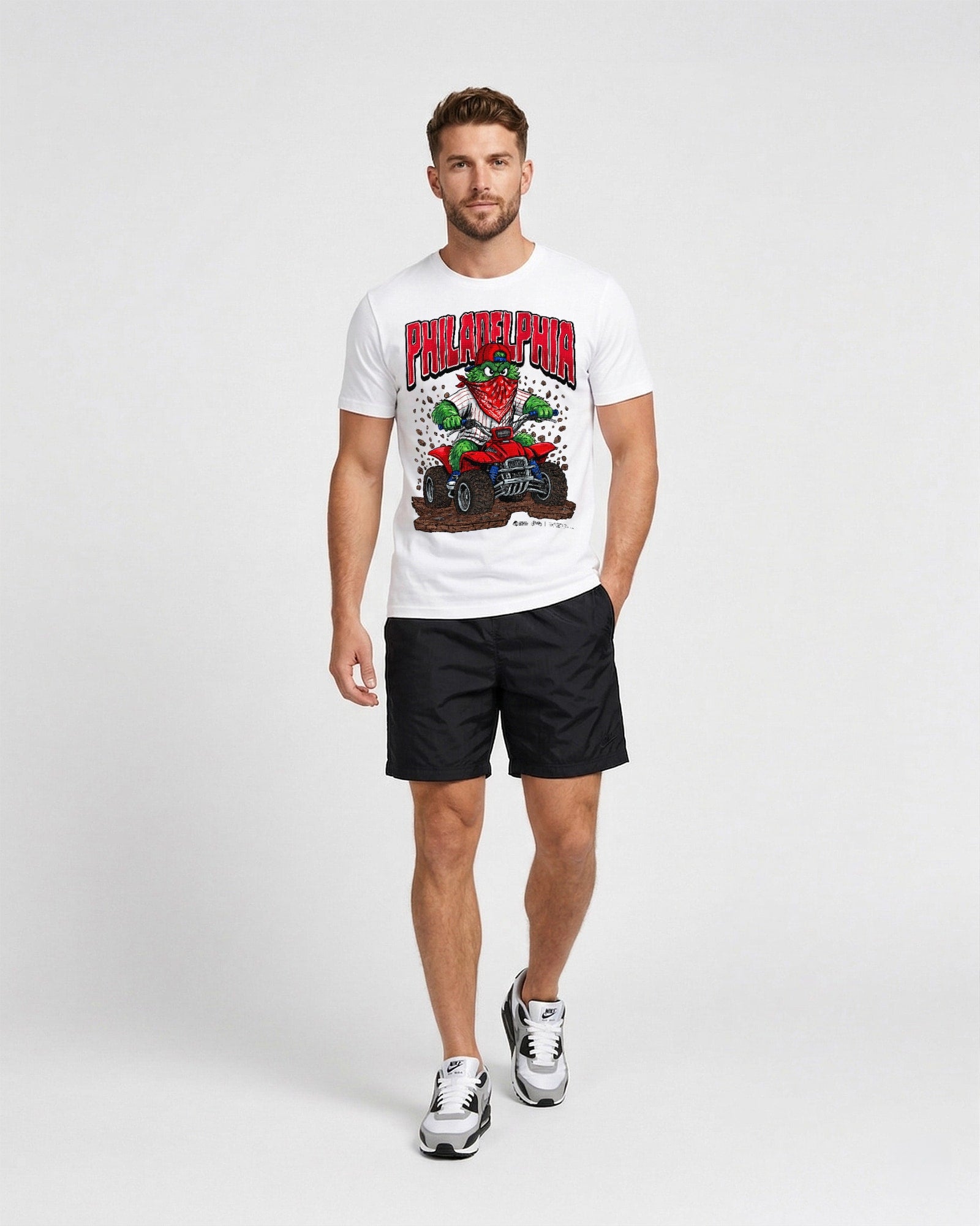 Phillies Born To Ride Shirt Being Modeled