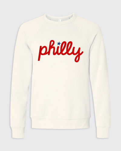 Vintage Philly Icon Script Crewneck - Crewnecks, Phillies - Philly Sports Shirts