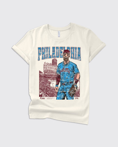 Vintage Bryce Harper Day At The Bank Phillies Kids Shirt in Natural