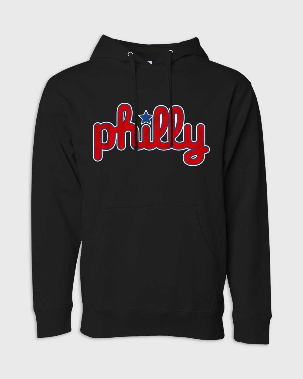 Philadelphia 76ers-Philly Legendary Script Hoodie-Black-Philly Sports Shirts