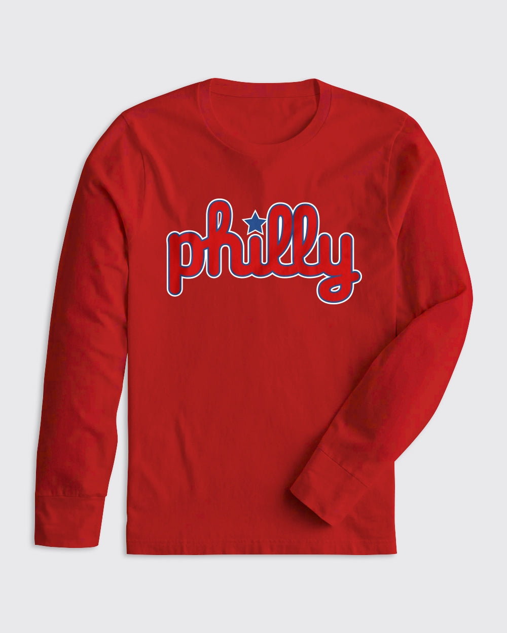 Philadelphia 76ers-Philly Legendary Script Long Sleeve-Red-Philly Sports Shirts