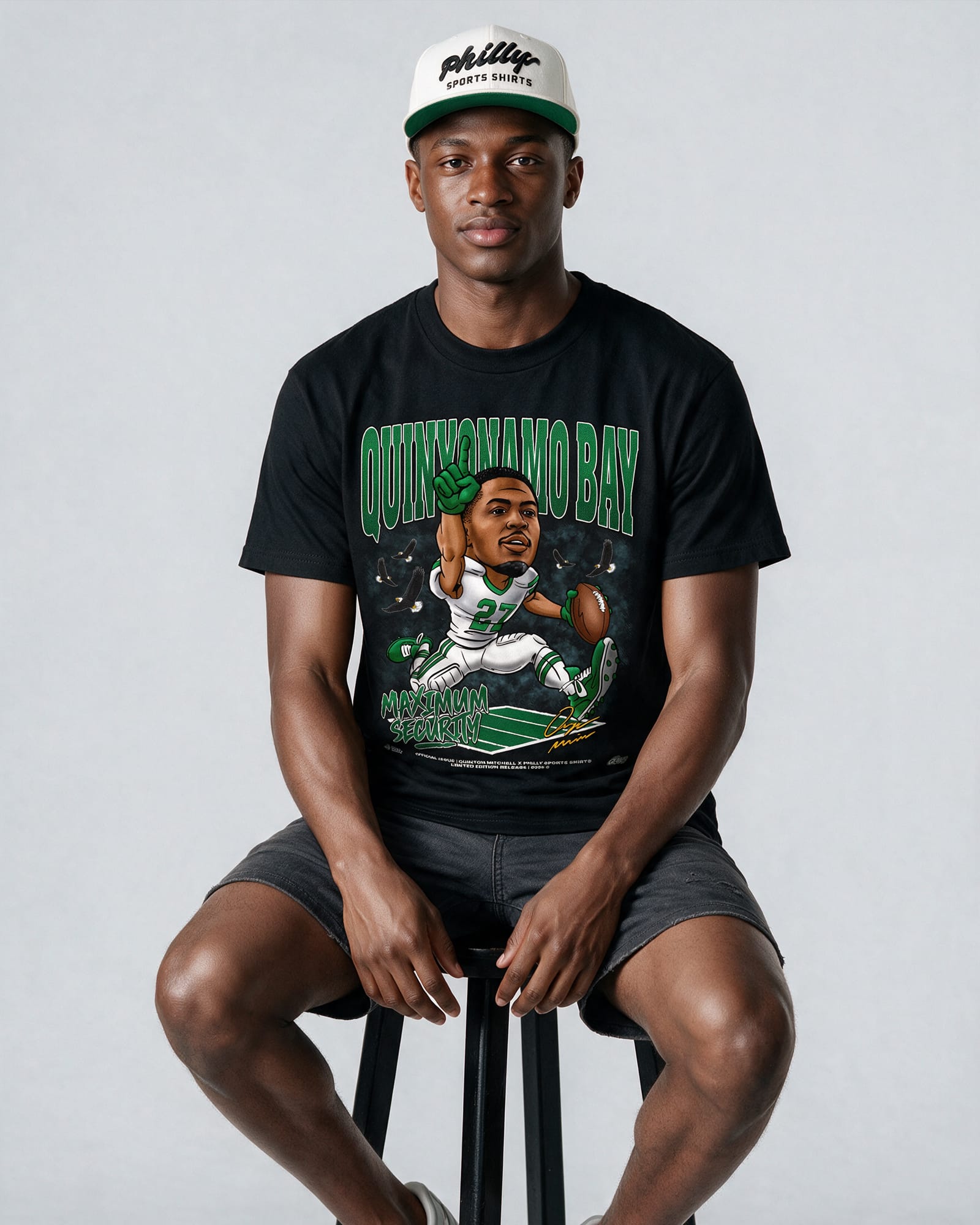 Quinyonamo Bay "Maximum Security" Shirt in black on model