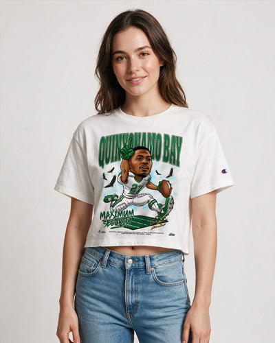 Women's Quinyonamo Bay Maximum Security Crop T-Shirt Modeled