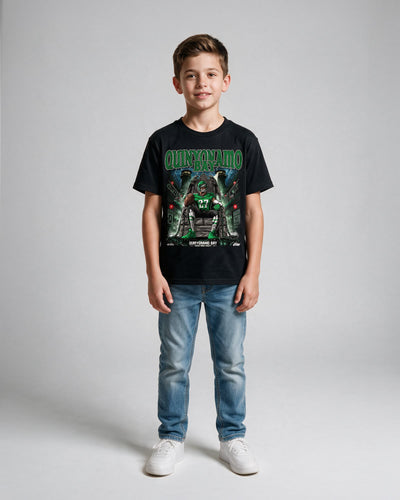 Kid wearing youth Quinyonamo Bay Shirt