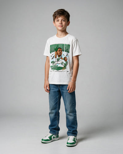 Kid wearing youth Quinyonamo Bay Maximum Security Eagles T-Shirt