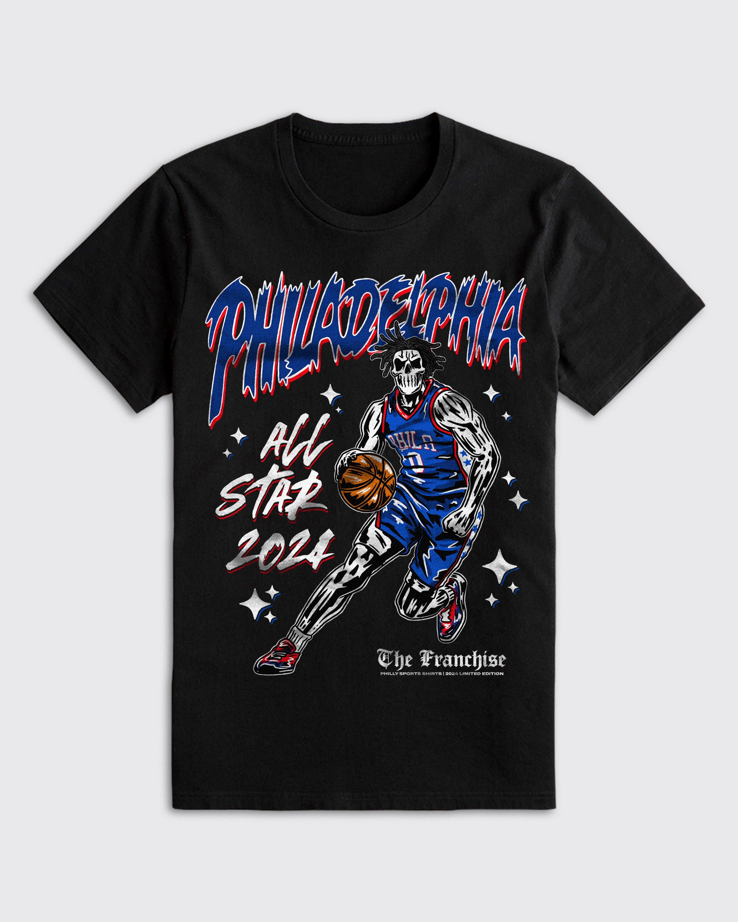 The Franchise Skelly Tee - 76ers, Closed, Limited Edition, T-Shirts - Philly Sports Shirts