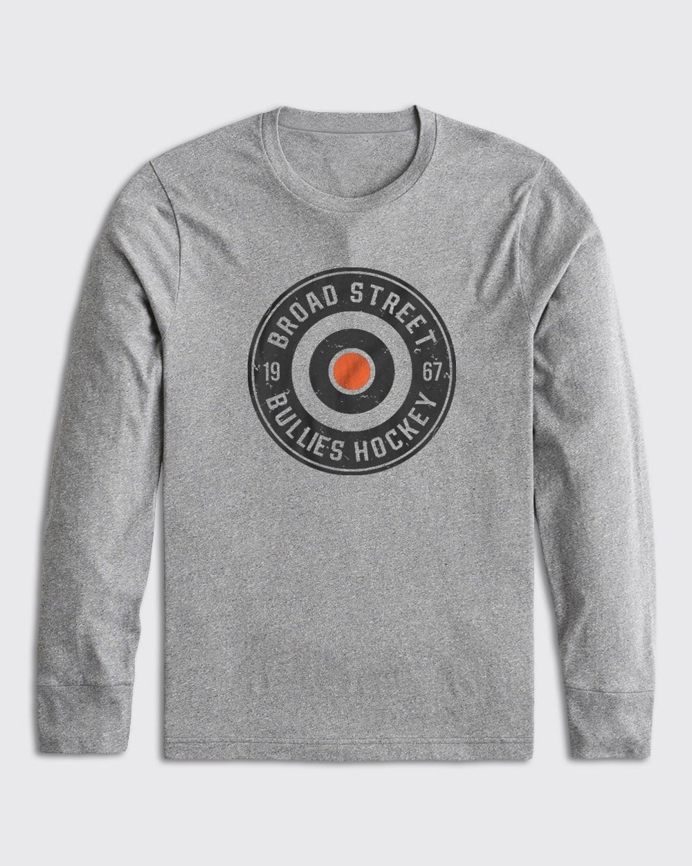 Philadelphia Flyers-Broad Street Bullies Hockey Long Sleeve-Athletic Heather-Philly Sports Shirts